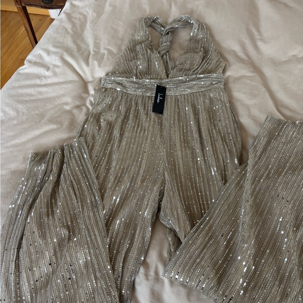Lulu’s Gold Sequin Jumpsuit—NWT